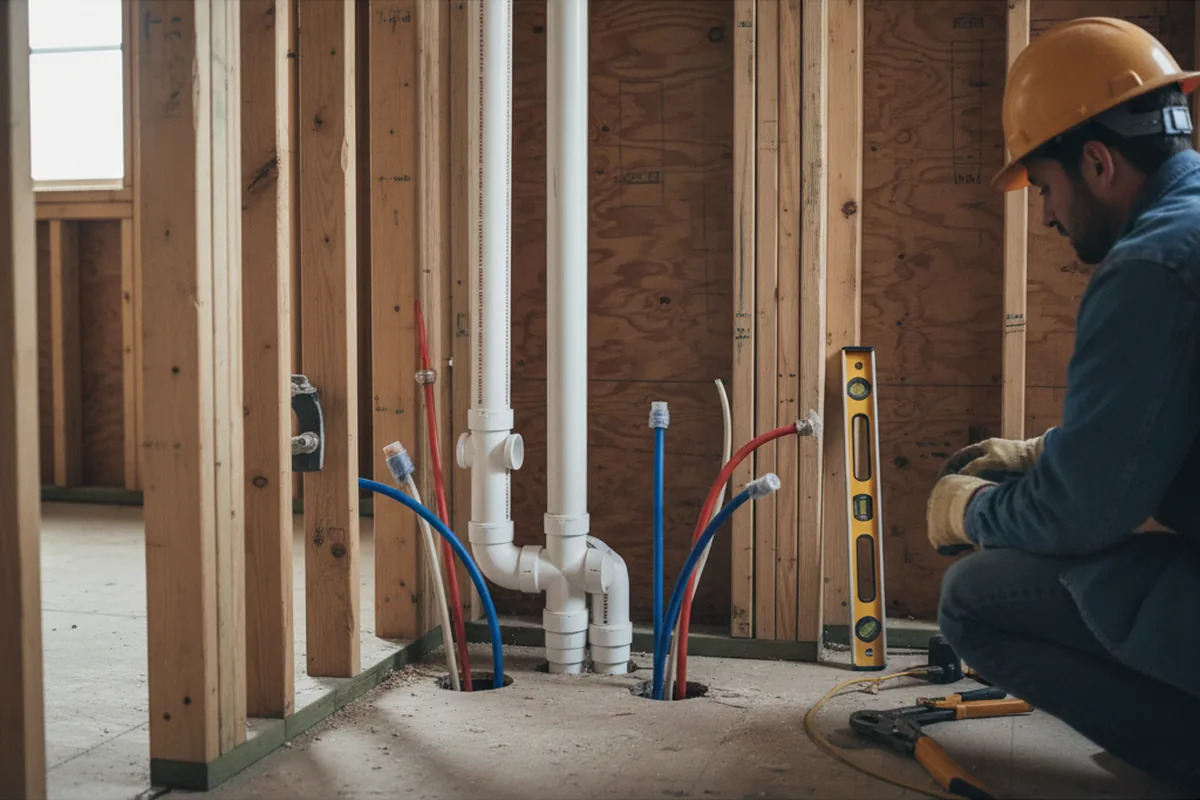 Drain and supply rough-in during Garbage Disposal Repair in Pointe A La Hache